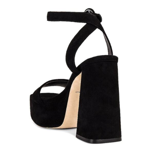 Larroudé Dolly Platform Sandal in Black Suede in Box EUC Size 9 - Picture 3 of 5